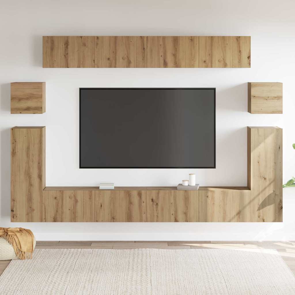 vidaXL TV-Einheiten Wandmontiert 4 pcs Artisan-Eiche Holzwerkstoff