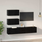 vidaXL TV-Schrankset Wandmontiert 4 pcs Schwarze Eiche Holzwerkstoff