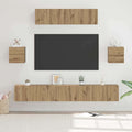 vidaXL TV-Schrankset Wandmontiert 7 pcs Artisan-Eiche Holzwerkstoff