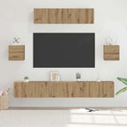vidaXL TV-Schrankset Wandmontiert 7 pcs Artisan-Eiche Holzwerkstoff
