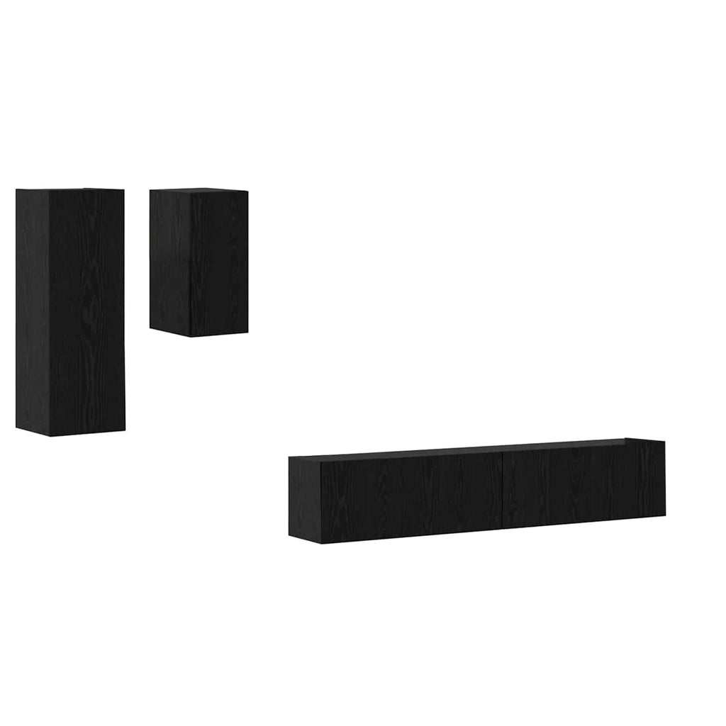 vidaXL Wand-TV-Schrank 3 pcs Schwarz Eichen-Optik Holzwerkstoff