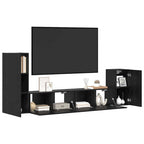 vidaXL Wand-TV-Schrank 3 pcs Schwarz Eichen-Optik Holzwerkstoff