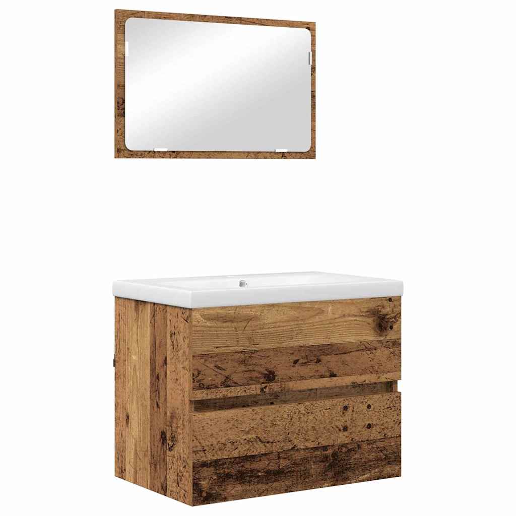 vidaXL Badezimmermöbel-Set mit Schubladen 3 pcs Altholz Holzwerkstoff