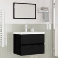 vidaXL Badezimmermöbel-Set 3 pcs Schwarz Eichen-Optik Holzwerkstoff