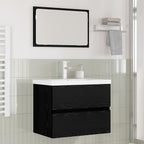 vidaXL Badezimmermöbel-Set 3 pcs Schwarz Eichen-Optik Holzwerkstoff