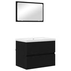 vidaXL Badezimmermöbel-Set 3 pcs Schwarz Eichen-Optik Holzwerkstoff