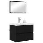 vidaXL Badezimmermöbel-Set 3 pcs Schwarz Eichen-Optik Holzwerkstoff