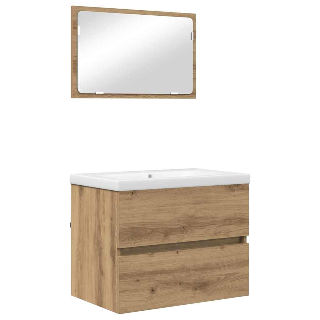 vidaXL Badezimmermöbel-Set 3 pcs Artisan-Eiche Holzwerkstoff