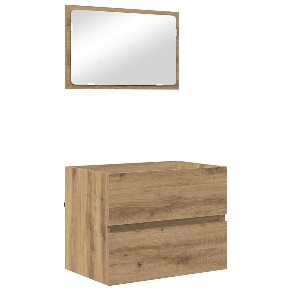 vidaXL Badezimmermöbel-Set 3 pcs Artisan-Eiche Holzwerkstoff