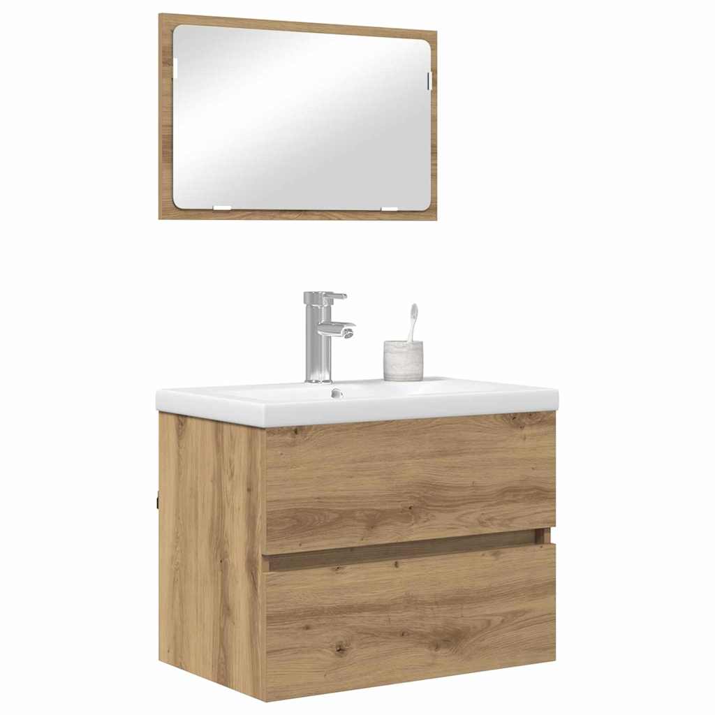 vidaXL Badezimmermöbel-Set 3 pcs Artisan-Eiche Holzwerkstoff
