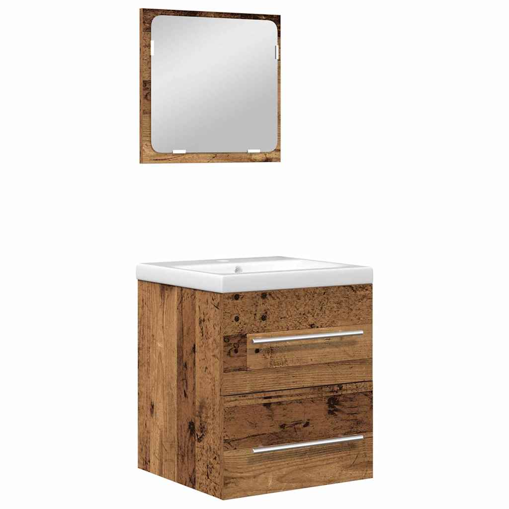 vidaXL Badezimmermöbel-Set mit Schubladen 2 pcs Altholz Holzwerkstoff