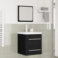 vidaXL Badezimmermöbel-Set 2 pcs Schwarz Eichen-Optik Holzwerkstoff