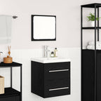vidaXL Badezimmermöbel-Set 2 pcs Schwarz Eichen-Optik Holzwerkstoff