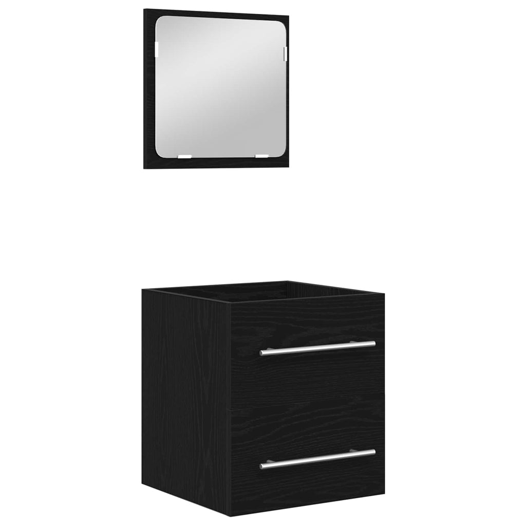 vidaXL Badezimmermöbel-Set 2 pcs Schwarz Eichen-Optik Holzwerkstoff