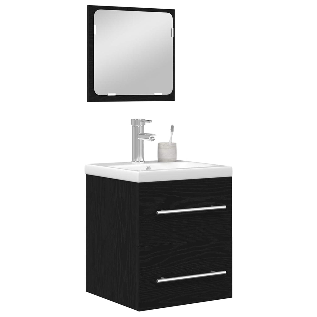 vidaXL Badezimmermöbel-Set 2 pcs Schwarz Eichen-Optik Holzwerkstoff