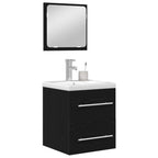 vidaXL Badezimmermöbel-Set 2 pcs Schwarz Eichen-Optik Holzwerkstoff