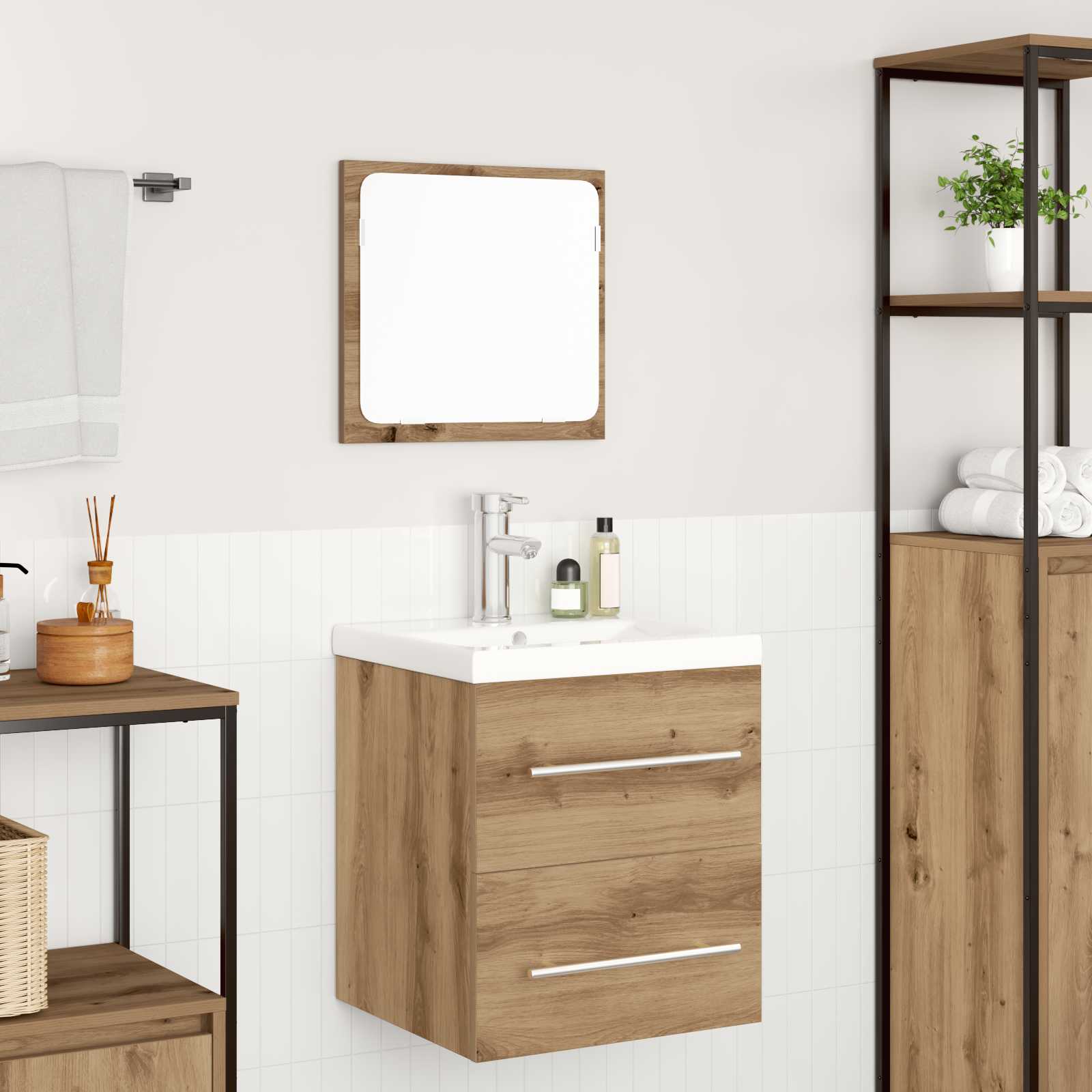 vidaXL Badezimmermöbel-Set 2 pcs Artisan-Eiche Holzwerkstoff