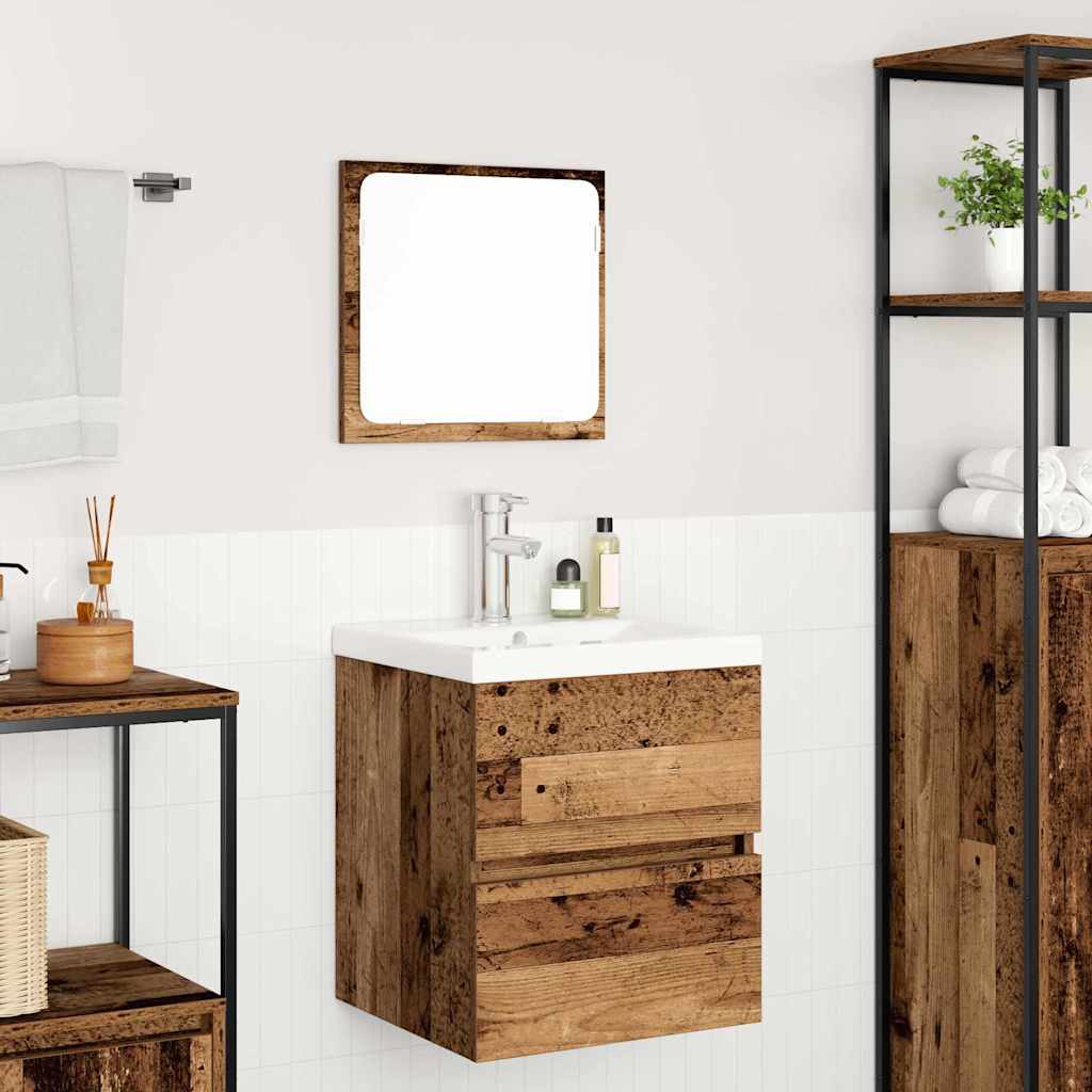 vidaXL Badezimmermöbel-Set 2 pcs Altes Holz und Weiß Holzwerkstoff