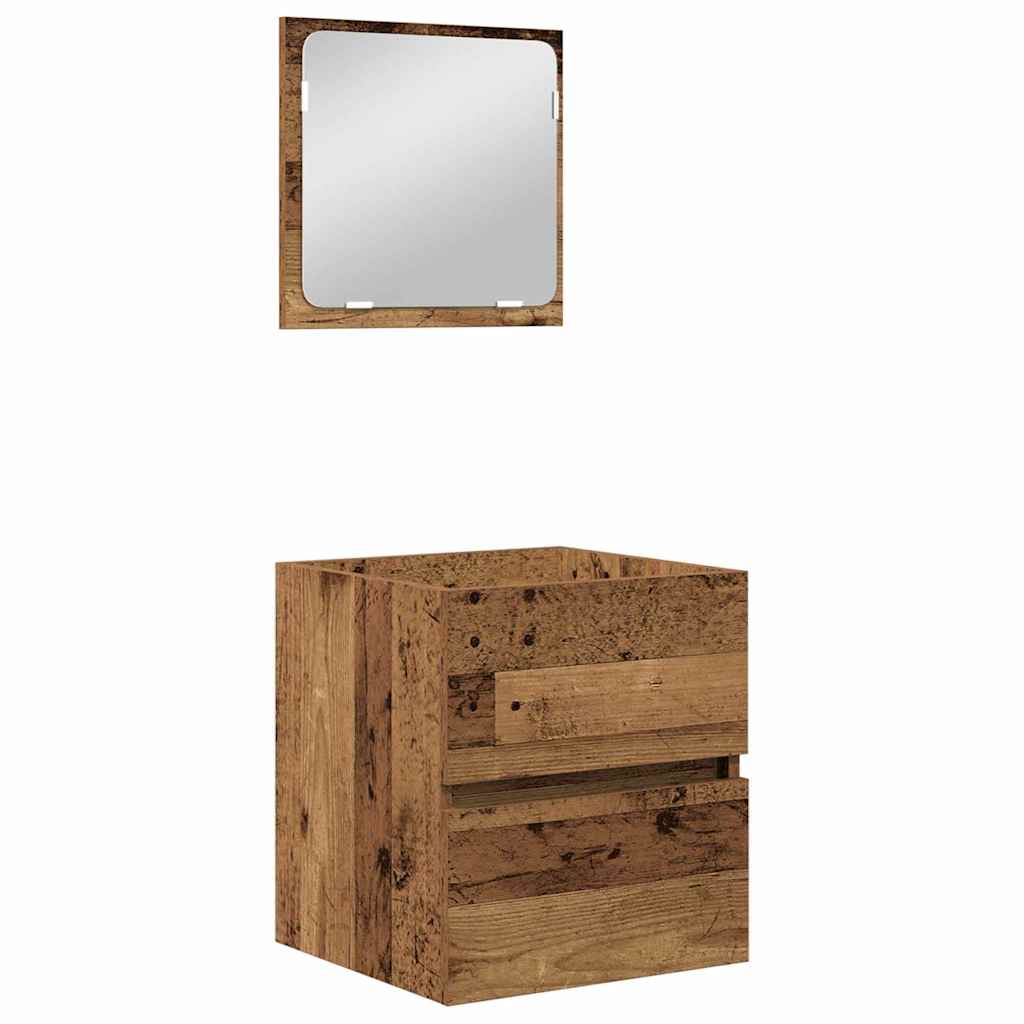 vidaXL Badezimmermöbel-Set 2 pcs Altes Holz und Weiß Holzwerkstoff