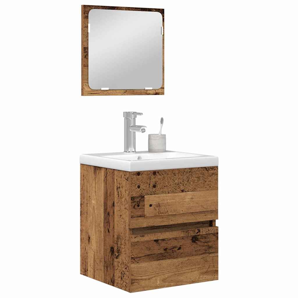vidaXL Badezimmermöbel-Set 2 pcs Altes Holz und Weiß Holzwerkstoff