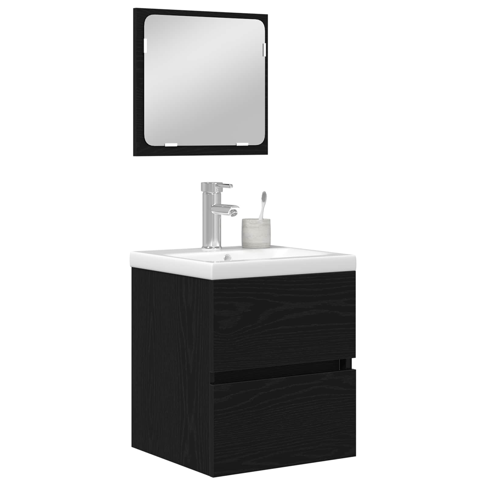 vidaXL Badezimmermöbel-Set 2 pcs Schwarze Eiche und Weiß Holzwerkstoff