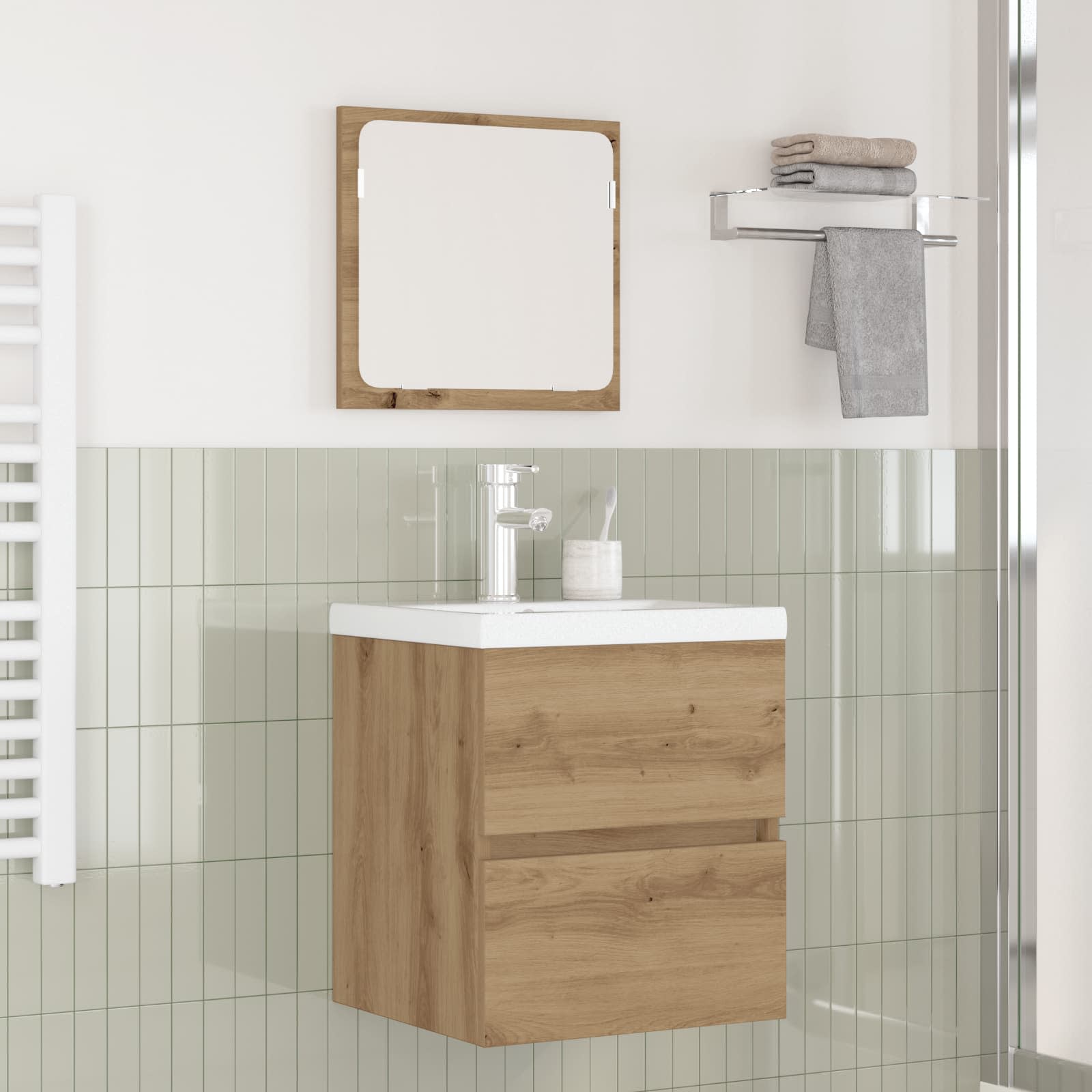 vidaXL Badezimmermöbel-Set 2 pcs Artisan-Eiche und Weiß Holzwerkstoff