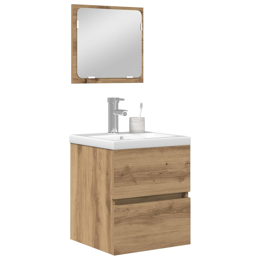 vidaXL Badezimmermöbel-Set 2 pcs Artisan-Eiche und Weiß Holzwerkstoff