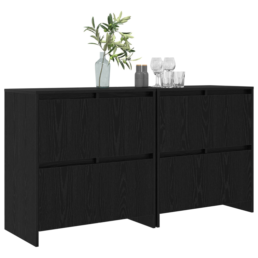 vidaXL Sideboards 2 pcs Schwarz Eichen-Optik 70 x 41 x 75 cm