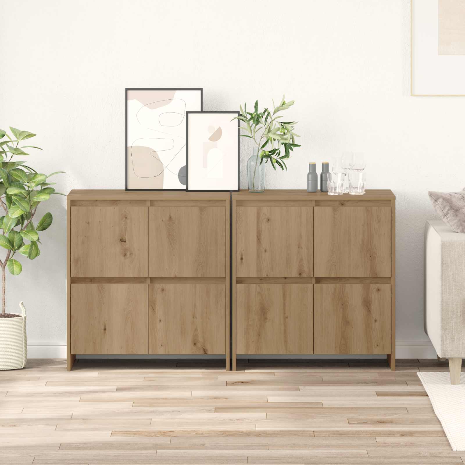 vidaXL Sideboards 2 pcs Artisan-Eiche 70 x 41 x 75 cm Holzwerkstoff
