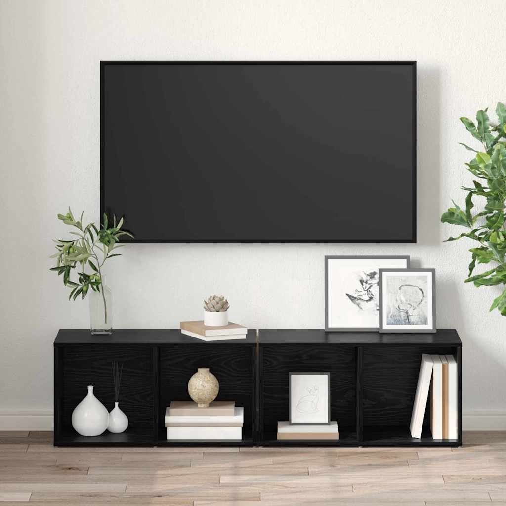vidaXL TV-Schrankset 2 pcs Schwarz Eichen-Optik 37 x 35 x 72 cm