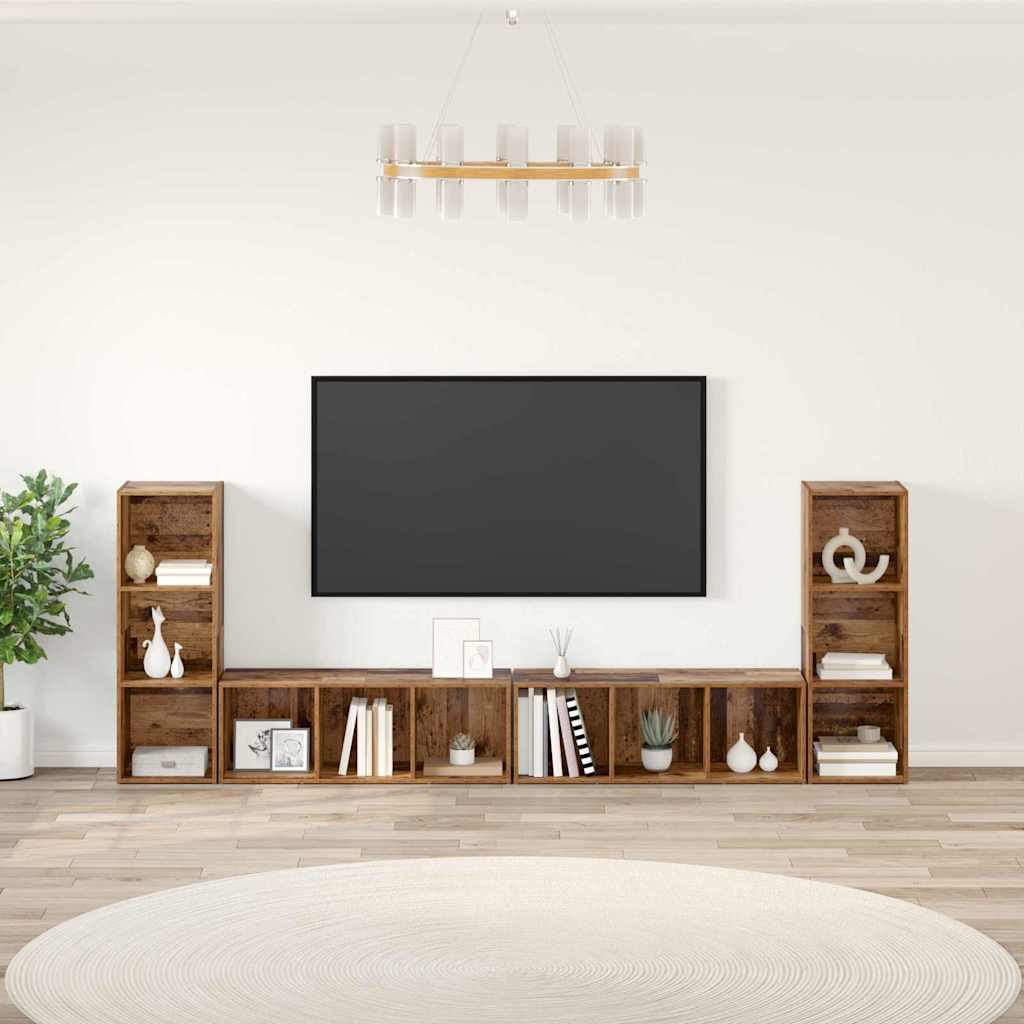 vidaXL TV-Schrankset 4 pcs Altholz 37 x 35 x 107 cm Holzwerkstoff