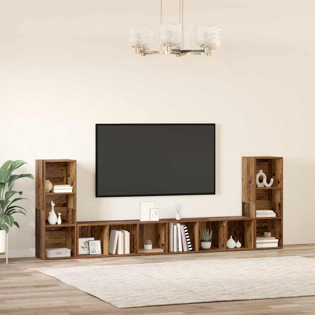 vidaXL TV-Schrankset 4 pcs Altholz 37 x 35 x 107 cm Holzwerkstoff
