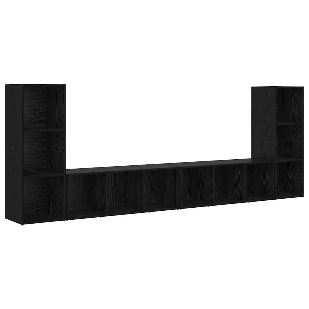 vidaXL TV-Schrankset 4 pcs Schwarz Eichen-Optik 37 x 35 x 107 cm