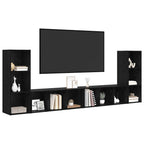 vidaXL TV-Schrankset 4 pcs Schwarz Eichen-Optik 37 x 35 x 107 cm