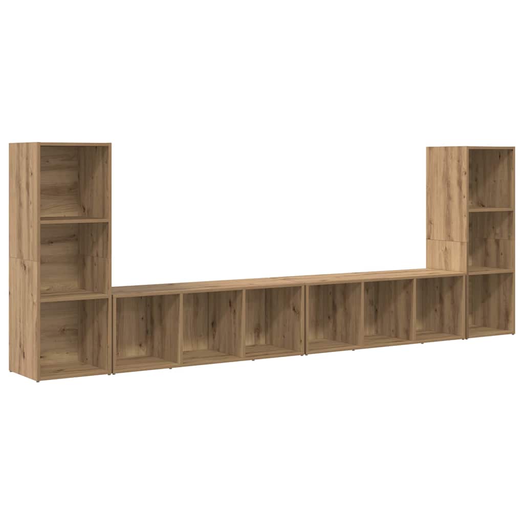vidaXL TV-Schrankset Wandmontiert 4 pcs Artisan-Eiche 37 x 35 x 107 cm