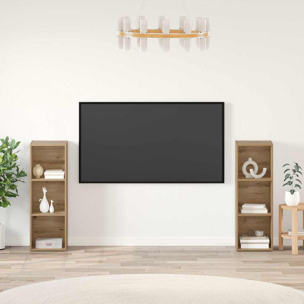vidaXL TV-Schrankset Wandmontiert 2 pcs Artisan-Eiche 107 x 35 x 37 cm