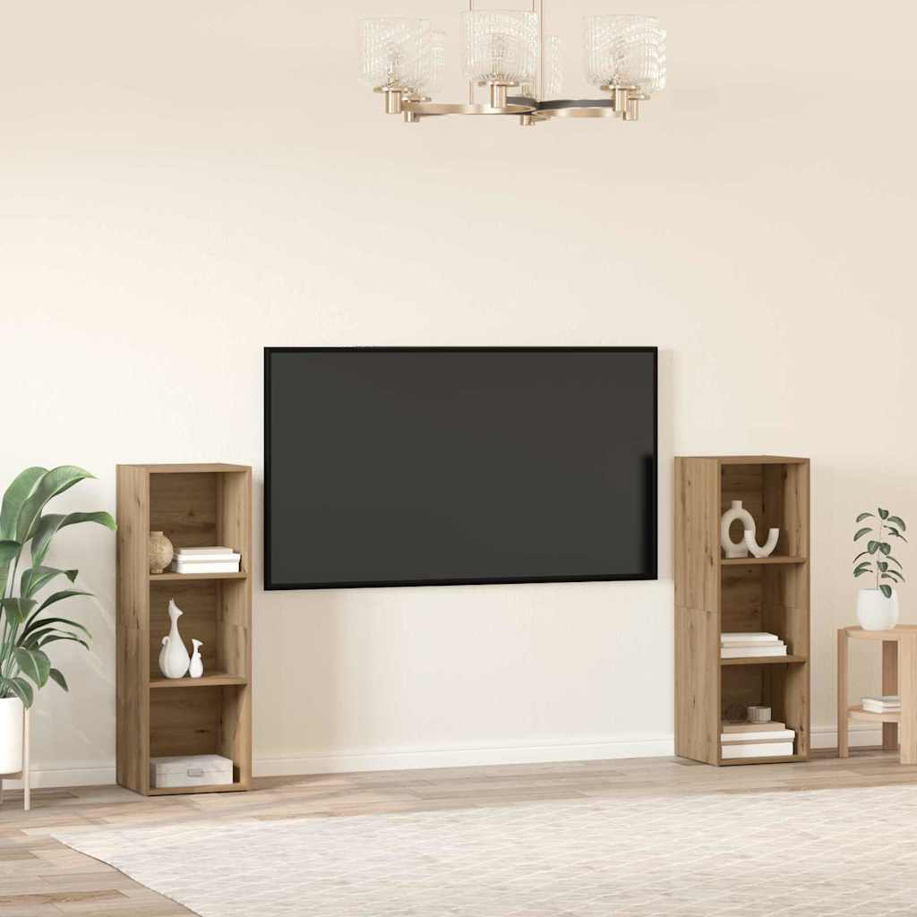 vidaXL TV-Schrankset Wandmontiert 2 pcs Artisan-Eiche 107 x 35 x 37 cm