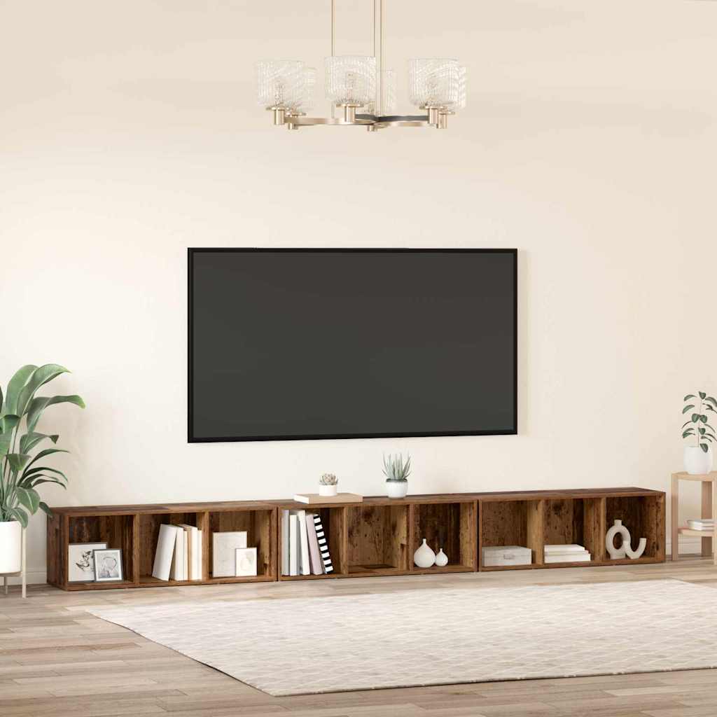 vidaXL TV-Schrankset 3 pcs Altholz 37 x 35 x 107 cm Holzwerkstoff