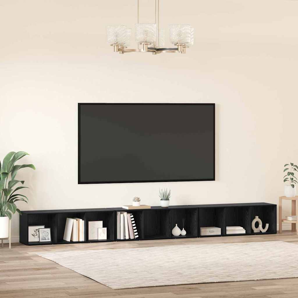 vidaXL TV-Schrankset 3 pcs Schwarz Eichen-Optik 37 x 35 x 107 cm