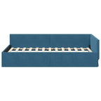 vidaXL Eckbettgestell mit Kopfteil Blau 80 cm x 200 cm Samt