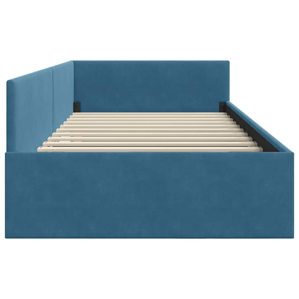 vidaXL Eckbettgestell mit Kopfteil Blau 80 cm x 200 cm Samt