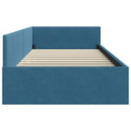 vidaXL Eckbettgestell mit Kopfteil Blau 80 cm x 200 cm Samt