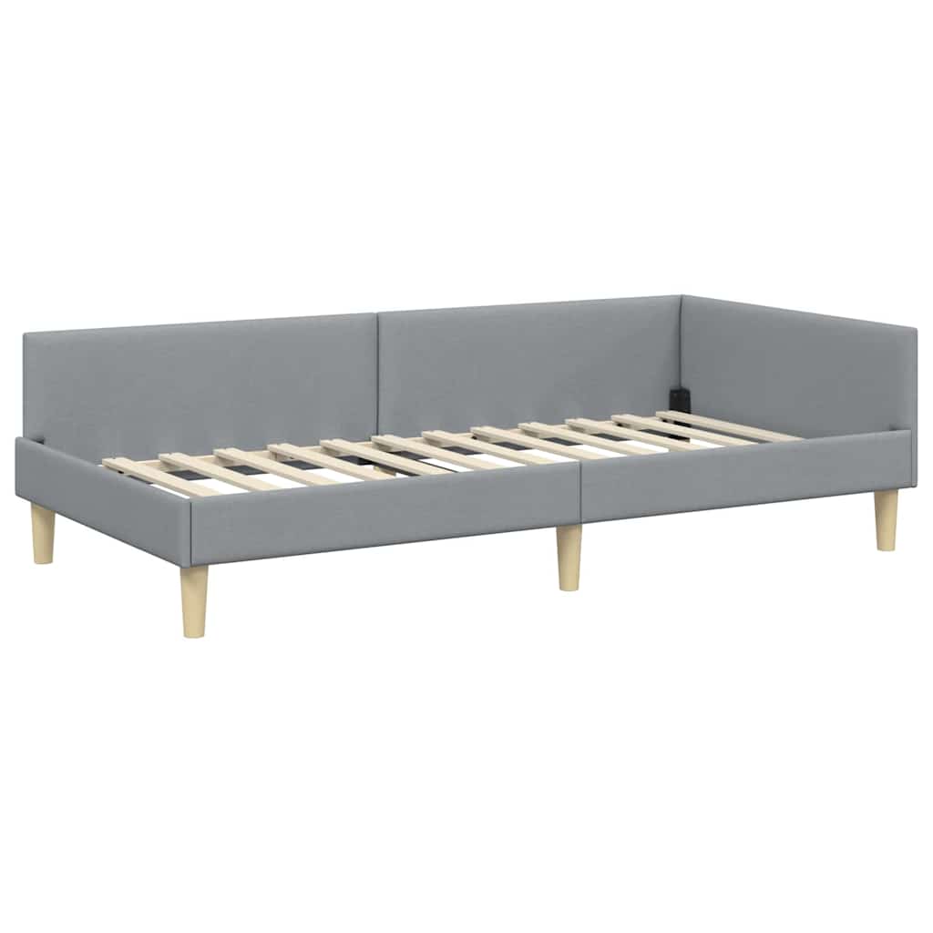 vidaXL Eckbettgestell Hellgrau 80 x 200 cm Stoff