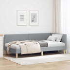 vidaXL Eckbettgestell Hellgrau 80 cm x 200 cm Stoff und Sperrholz