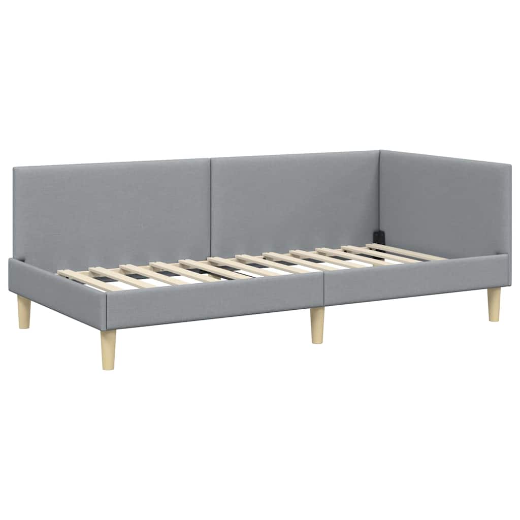 vidaXL Eckbettgestell Hellgrau 80 cm x 200 cm Stoff und Sperrholz