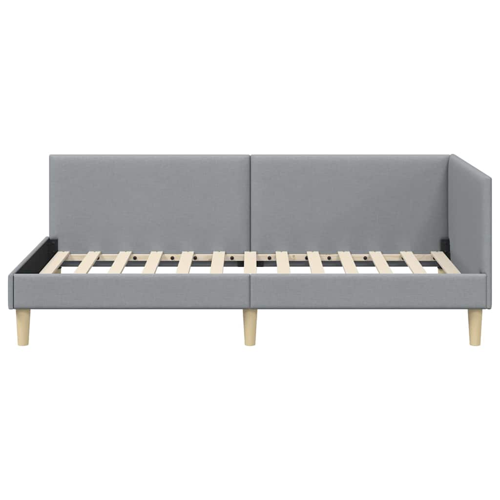 vidaXL Eckbettgestell Hellgrau 80 cm x 200 cm Stoff und Sperrholz