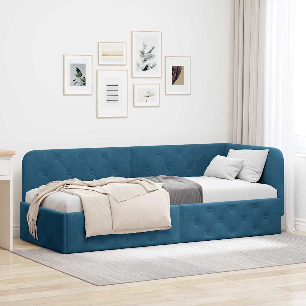vidaXL Eckbettgestell Blau 80 x 200 cm Samt