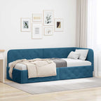 vidaXL Eckbettgestell Blau 80 x 200 cm Samt