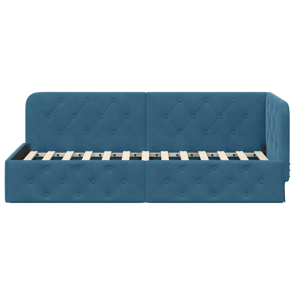 vidaXL Eckbettgestell Blau 80 x 200 cm Samt