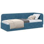 vidaXL Eckbettgestell Blau 80 x 200 cm Samt